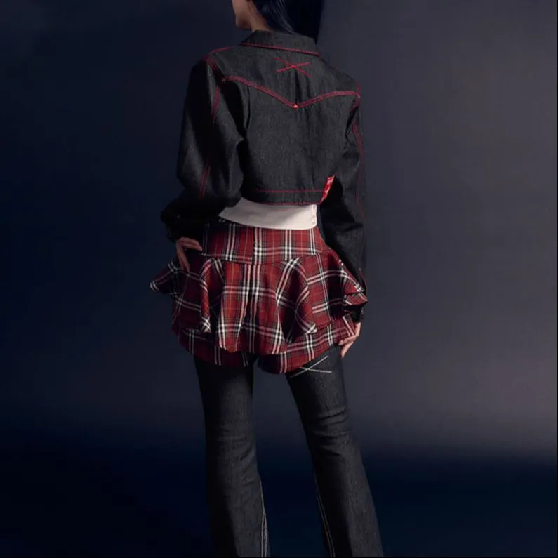 Kirsh x TRUERELIGION SS24 Denim Jacket Women's Red-2
