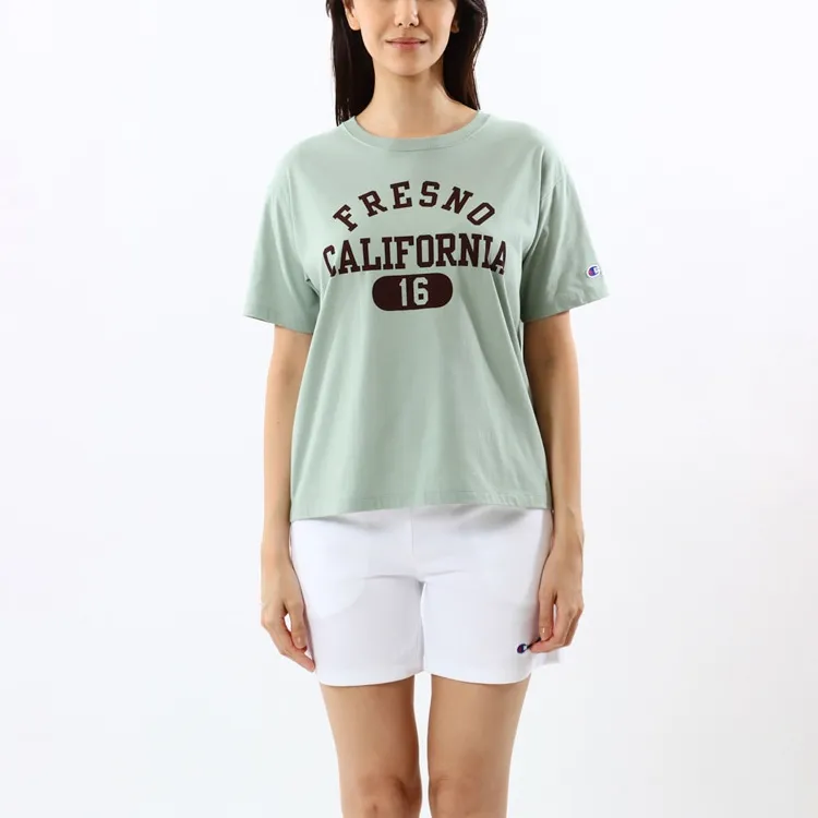 Champion SS24 T Shirt Women's Light Gray Green-1