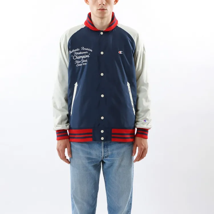 Champion SS24 Baseball Jacket Men's Marine Blue-1