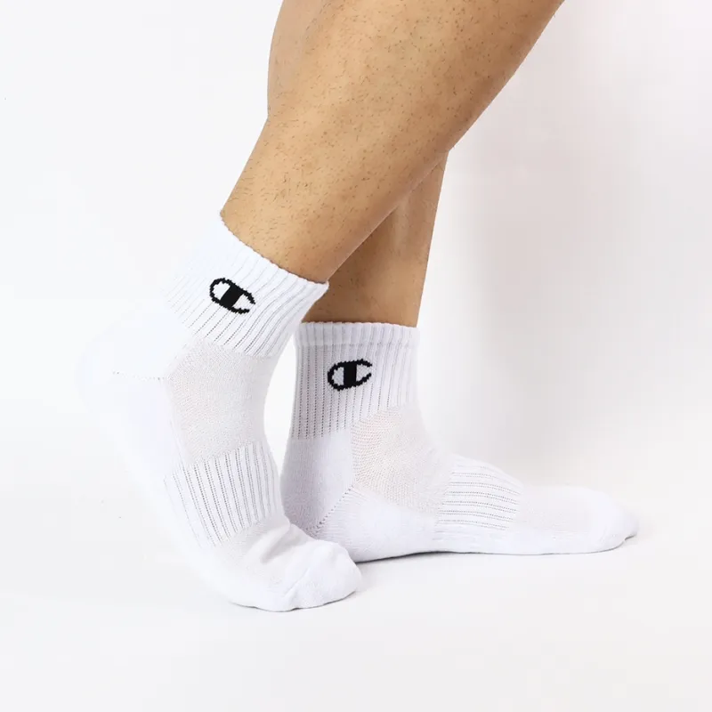Champion SS24 Mid Calf Socks Men's 3 Pack White-2