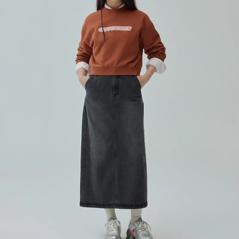 COVERNAT Denim Long Skirt Women's Black-2
