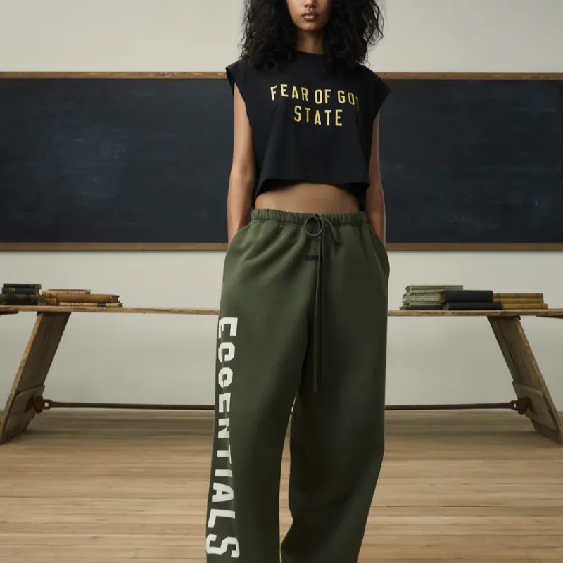Fear Of God Essentials Women'ss Tri Blend Cropped Muscle Tee Black-2