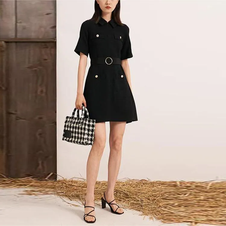 Sandro Short Sleeved Dresses Women's Black-1