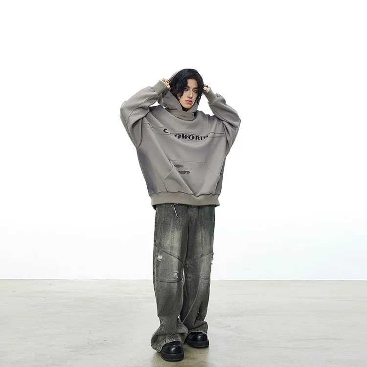 0-CROWORLD Sweatshirt Men's Light Coffee-3