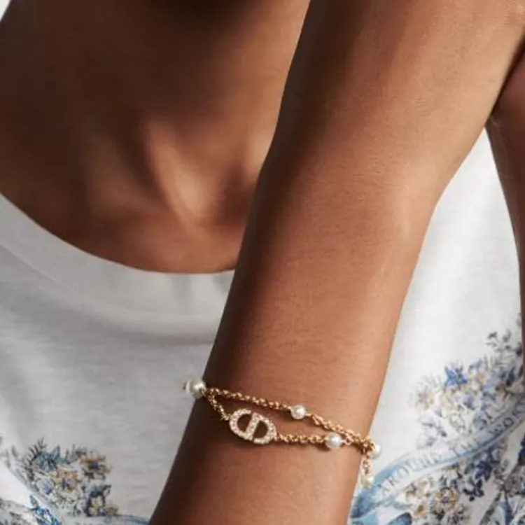 DIOR Metal, Resin Pearl, Crystal Bracelets Women's Gold-1