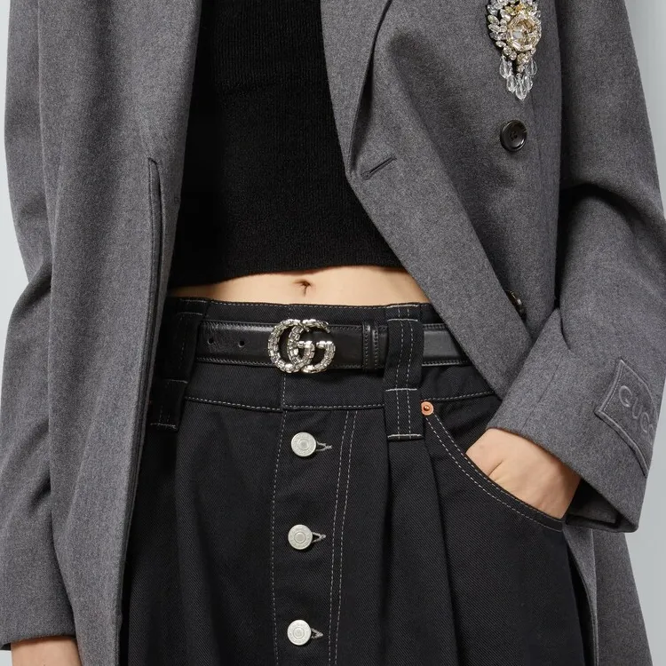 GUCCI Double G Crystal embellished Belt-2