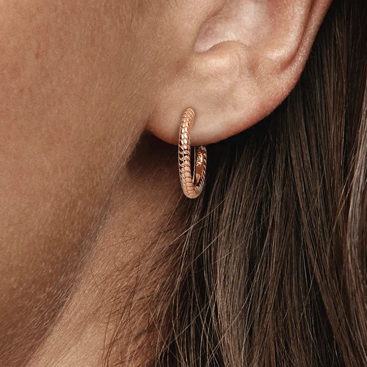 Pandora 925 Sterling Silver Rose Gold Plated Earrings Women's Gold-1