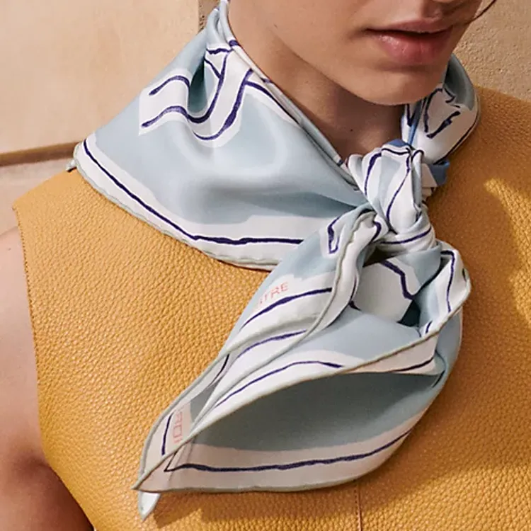 HERMES Silk Scarves Women's Light Blue-2