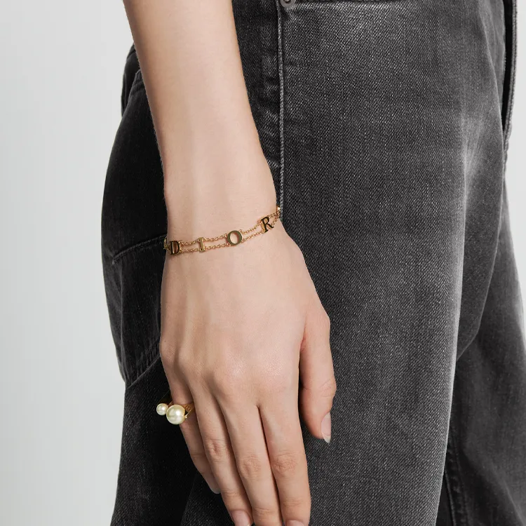 DIOR Metal Crystal Bracelets Women's Gold-1