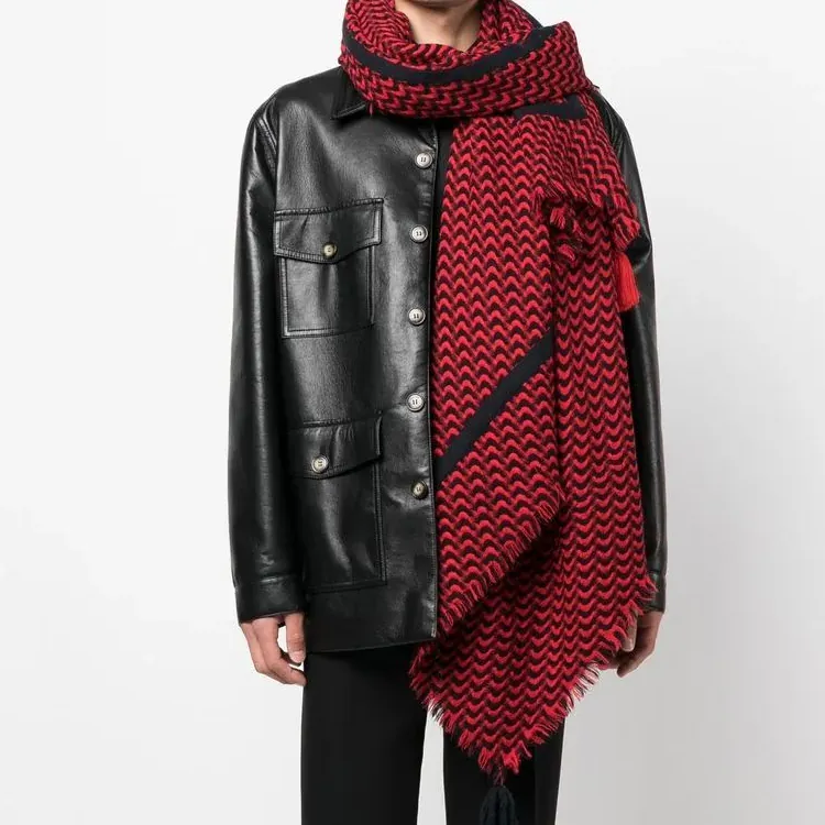 Givenchy 1980s Geometric Pattern Wool Scarf-2
