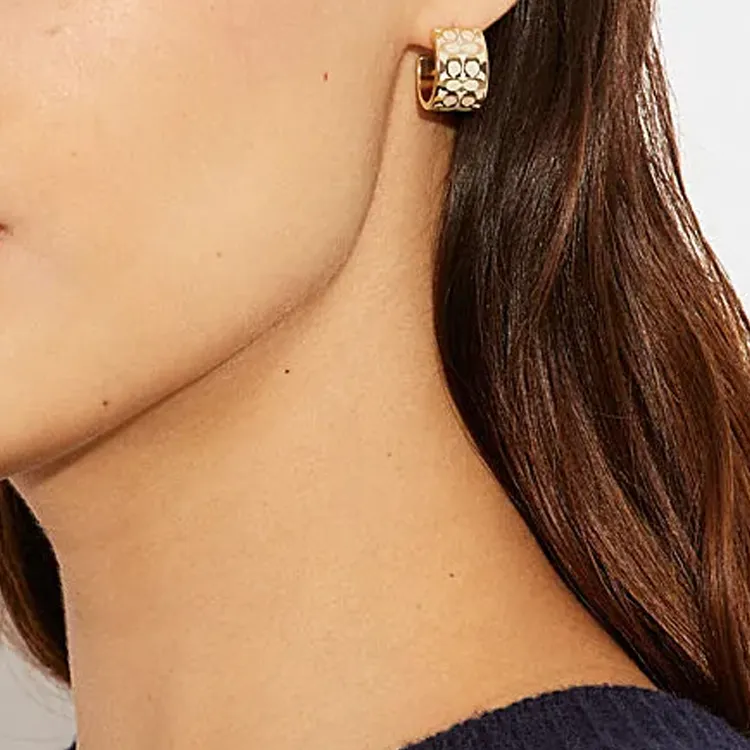 COACH Copper Earrings Unisex Rose Gold-1