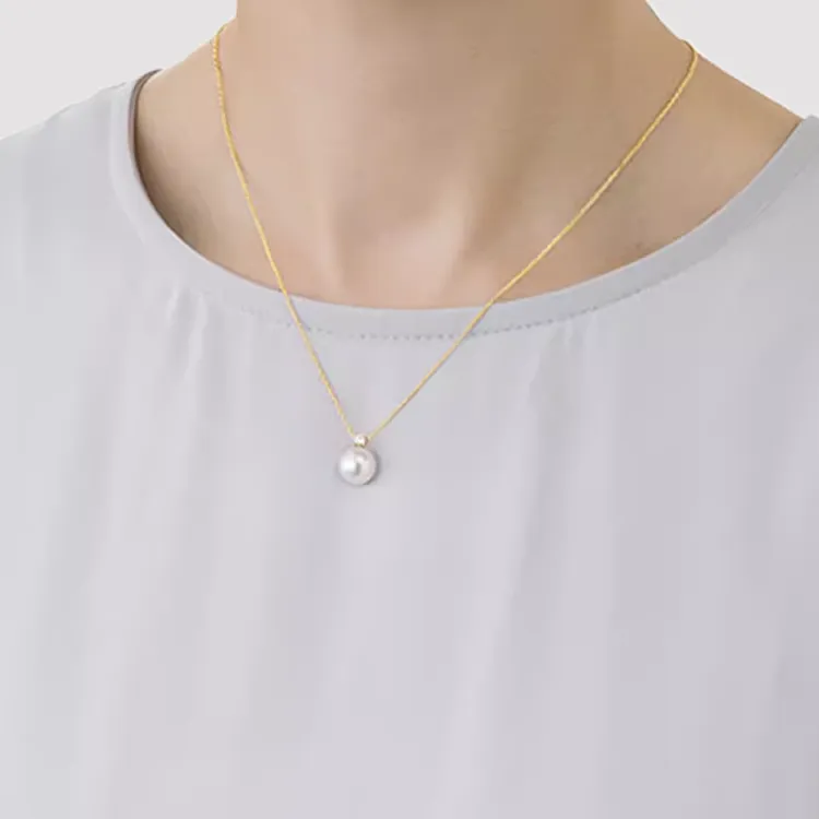 TASAKI 18K Gold Pearl Diamond Necklaces Unisex Gold-2