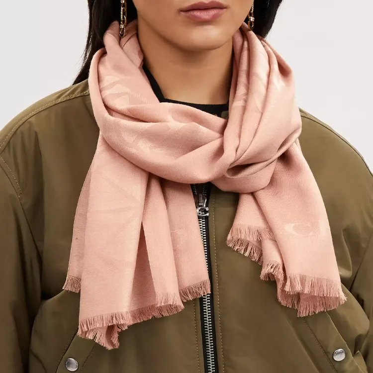 COACH Wool Knit Scarves Unisex Pink-1