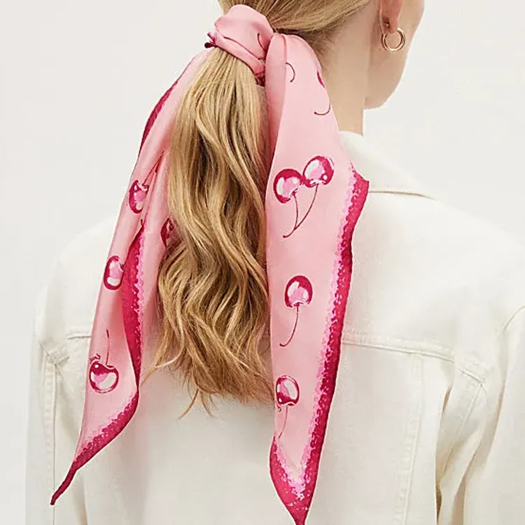 COACH Mulberry Silk Scarves Women's Pink-1