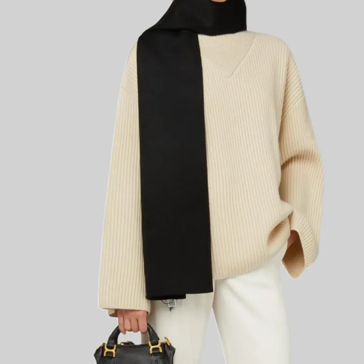 TOTEME Wool Cashmere Knit Scarves Women's Black-2