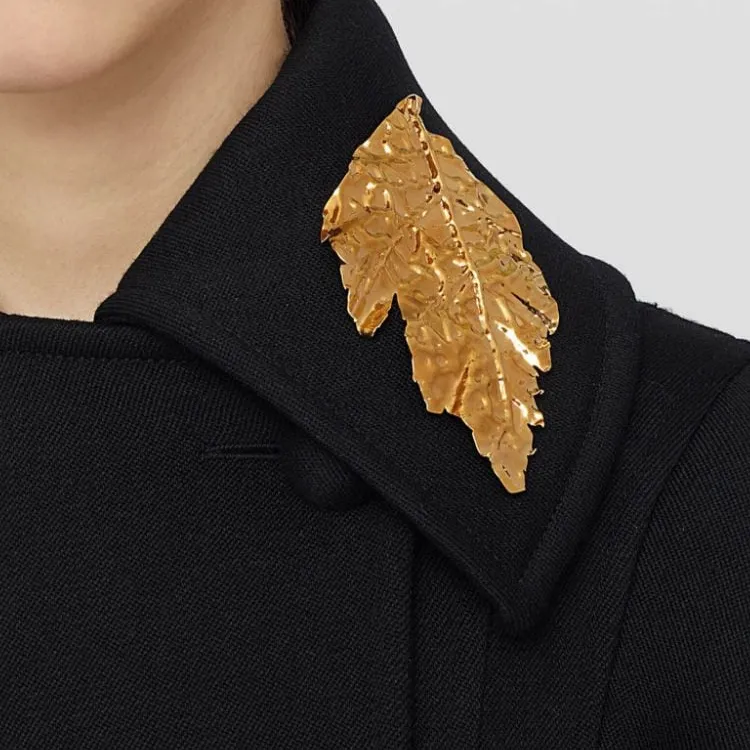 JIL SANDER Oversize Leaf shaped Polished Brooch-3