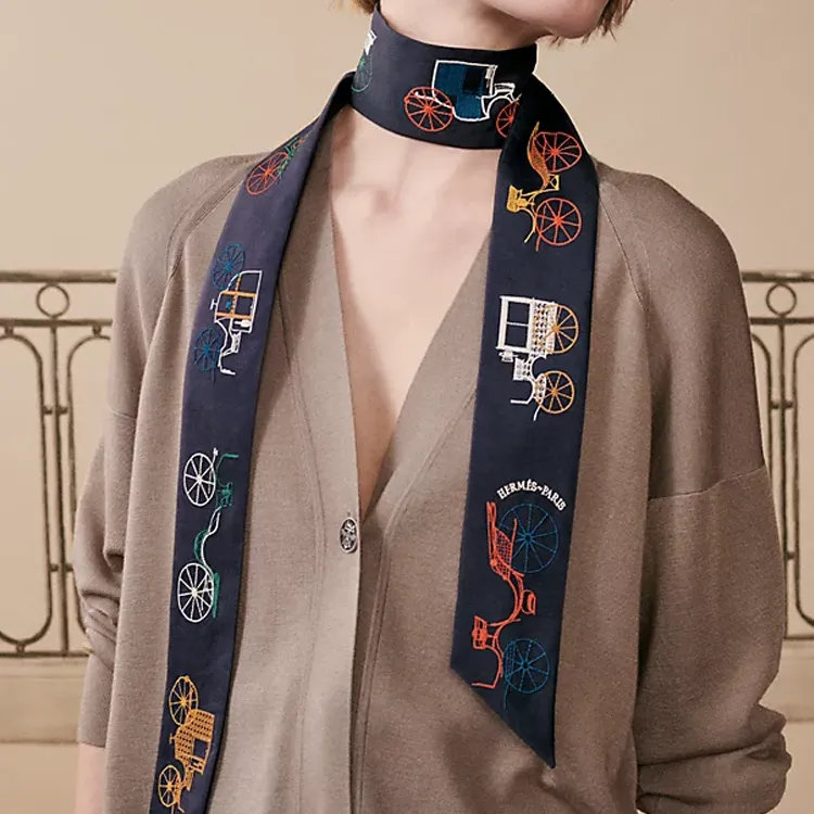 HERMES Silk Scarves Unisex Dark Blue-1