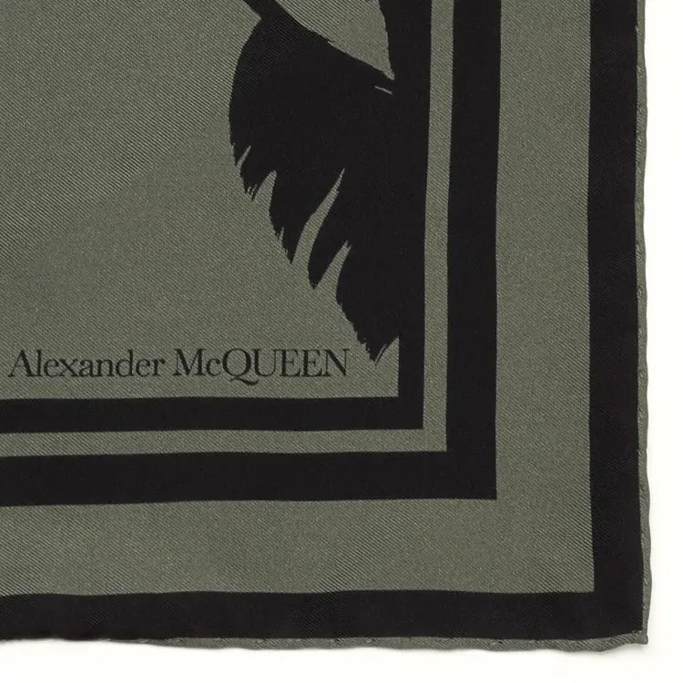 Alexander McQueen Feather Printed Striped-Edeg Scarf-2