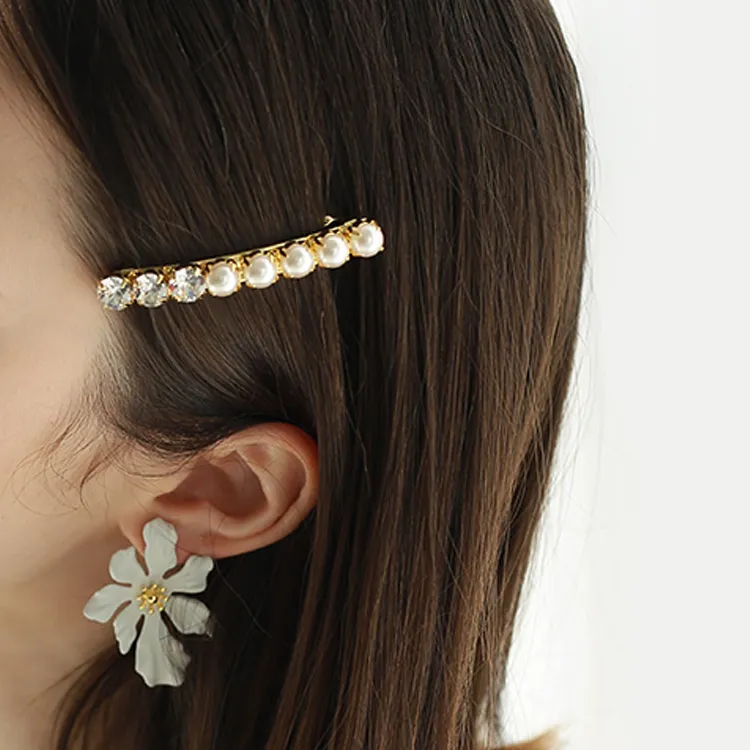 DANA BURTON Iron Artificial Pearl Swarovski Hair Clips Women's Gold-1
