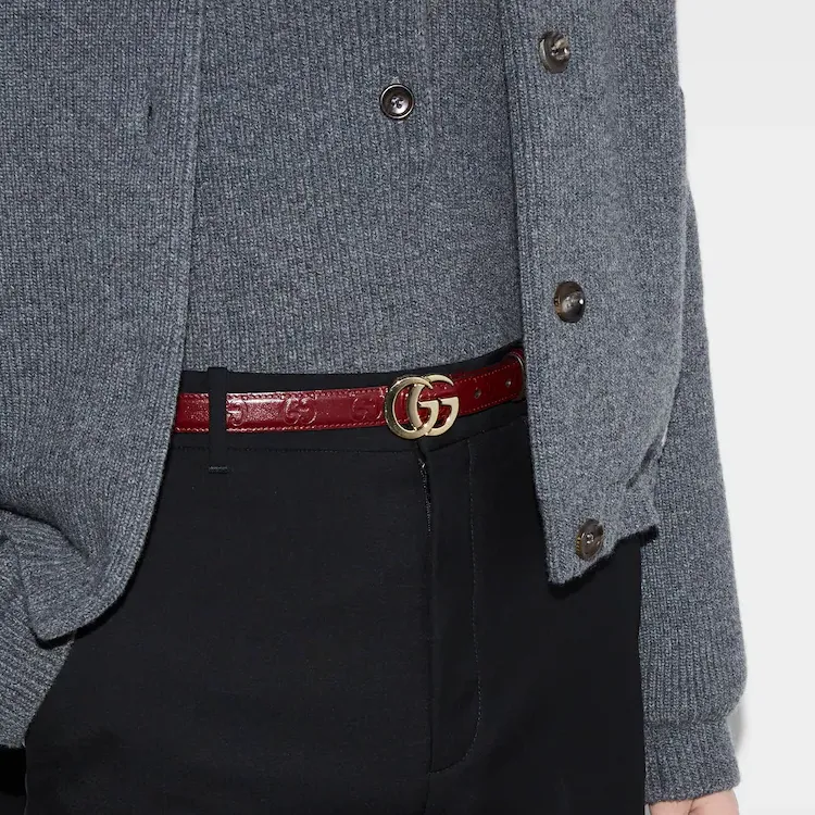 GUCCI Leather, Hardware Accessories Leather Belts Women's Red Width 2CM-2