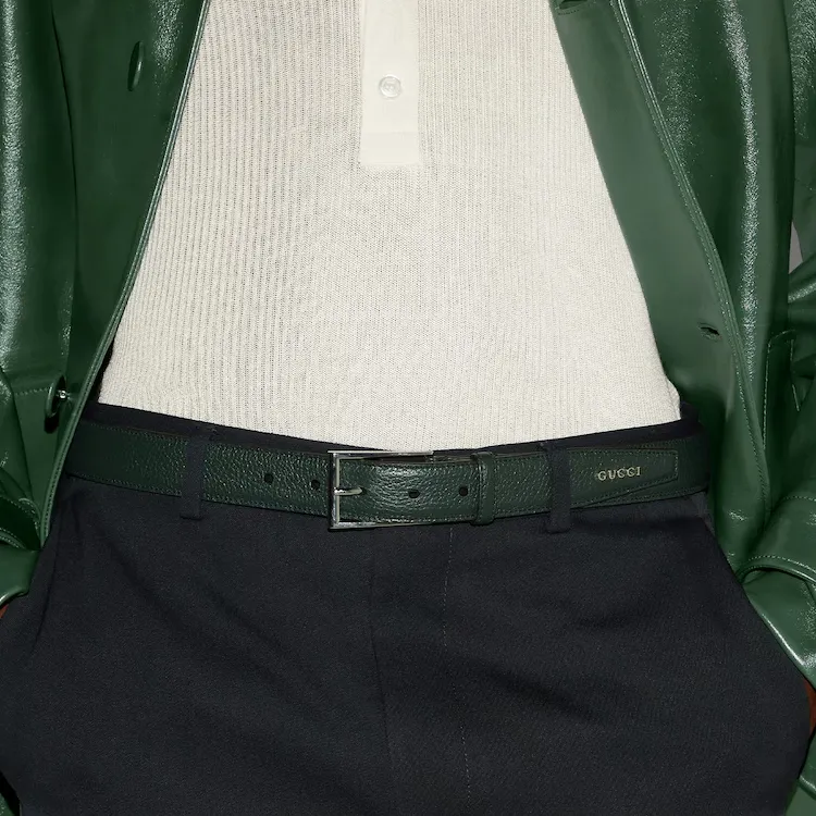 GUCCI Leather Hardware Accessories Leather Belts Men's Dark Green Width: 3CM-2