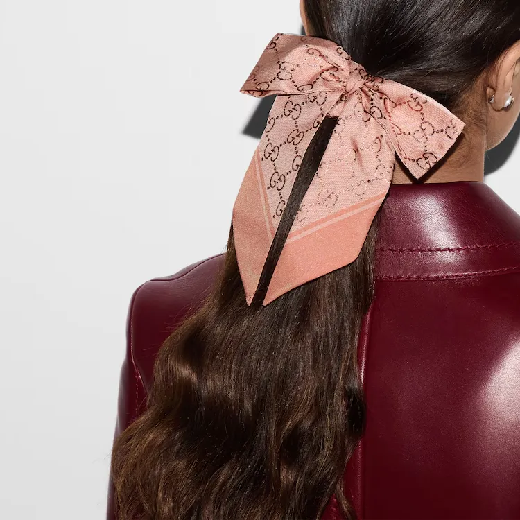 GUCCI Silk Hair Tie Women's Pink-1