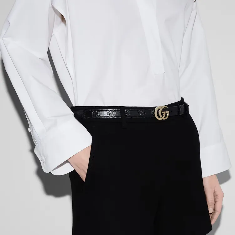 GUCCI Leather, Hardware Accessories Leather Belts Women's Black Width  2CM-2