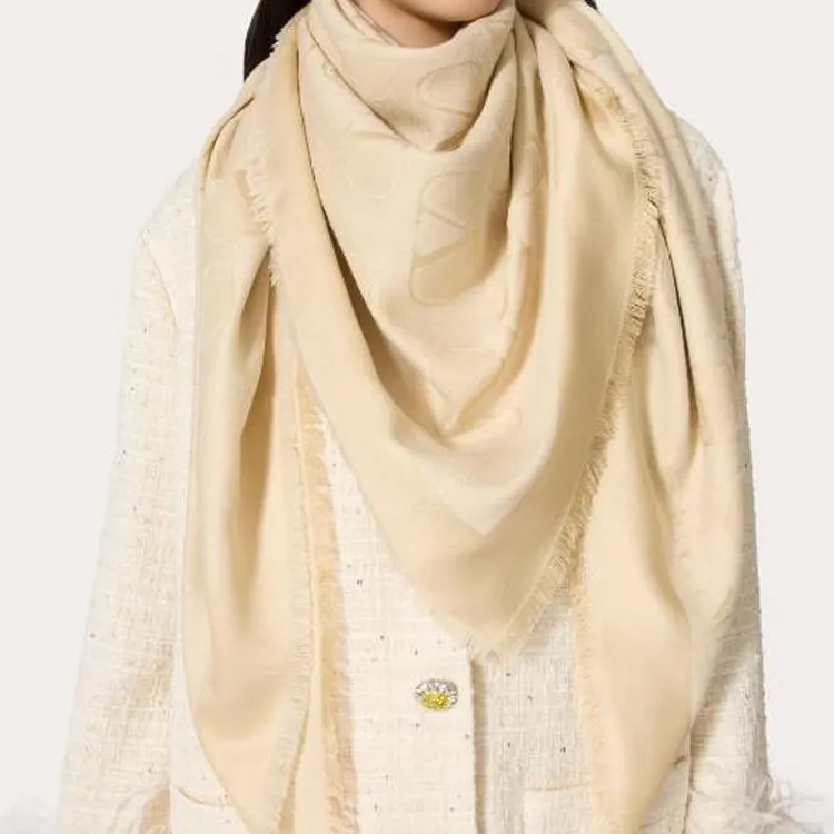 Valentino Silk Wool Polyamide Metal Fiber Shawls Women's Yellow-1