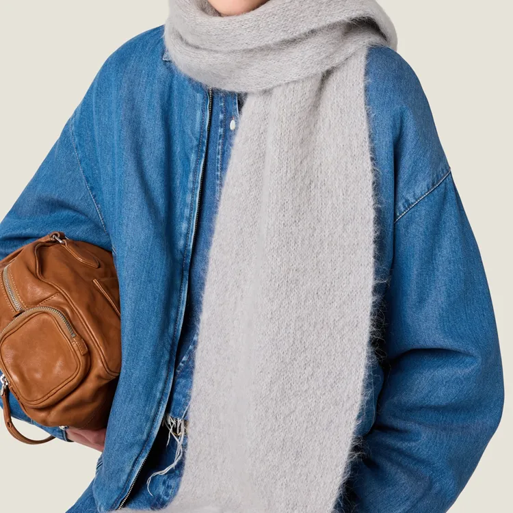 MIU MIU Wool, Mohair, Fabric Knit Scarves Unisex Gray-1