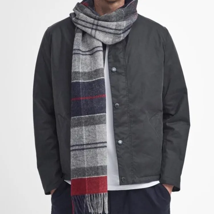 BARBOUR Lambswool Knit Scarves Men's Gray-2