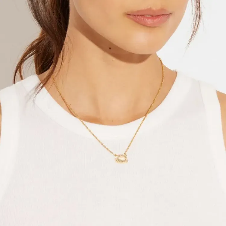 COACH Gold Plated Brass Necklaces Women's Gold-1