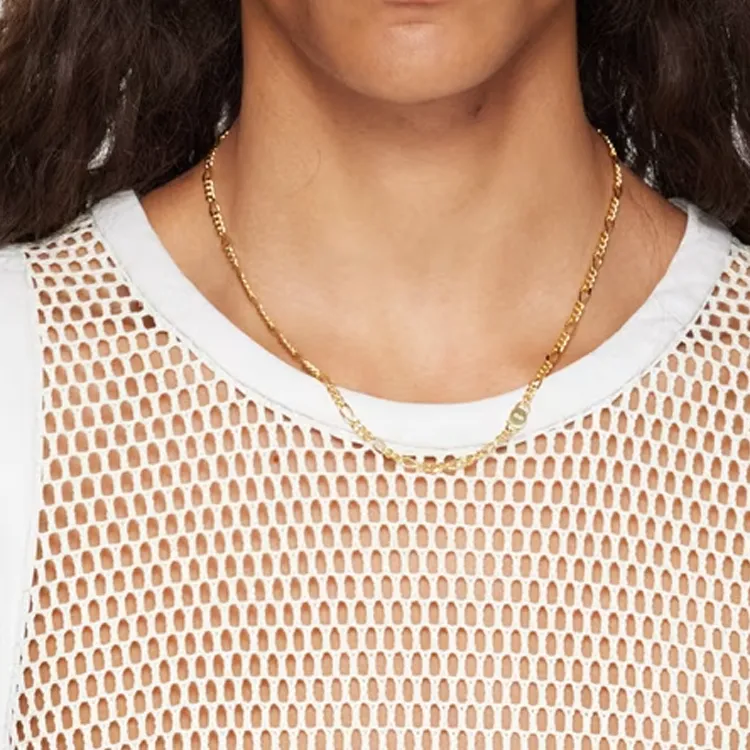 Numbering Brass With Rhodium Plating Necklaces Men's Gold-2