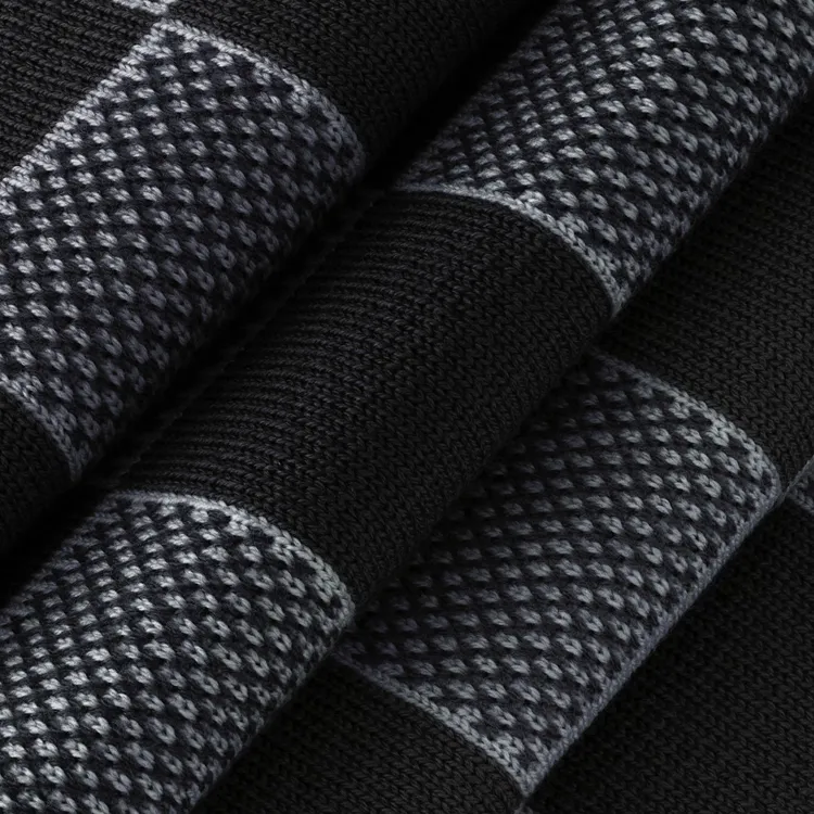 LOUIS VUITTON Wool Knit Scarves Unisex Black-2