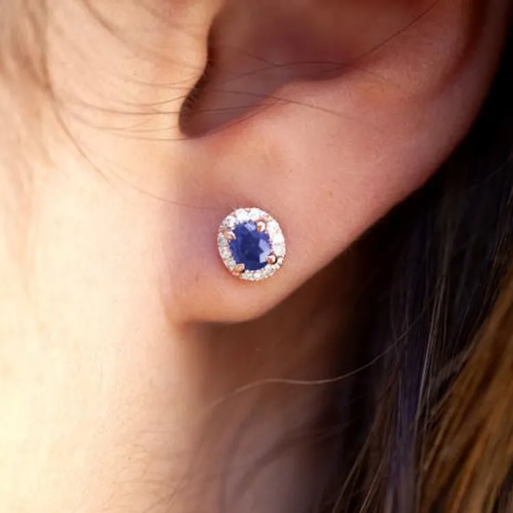 Redline Diamond, Sapphire Stud Earrings Unisex Blue-1