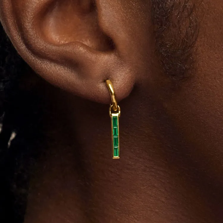 Monica Vinader 18kt Yellow Gold Vermeil Green Onyx Earrings-2