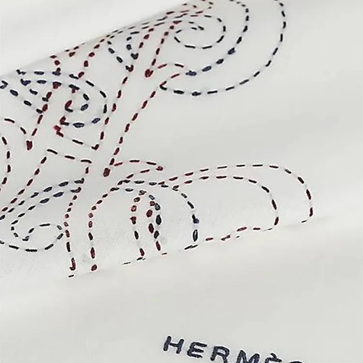 HERMES Cotton Silk Scarves Men's White-3