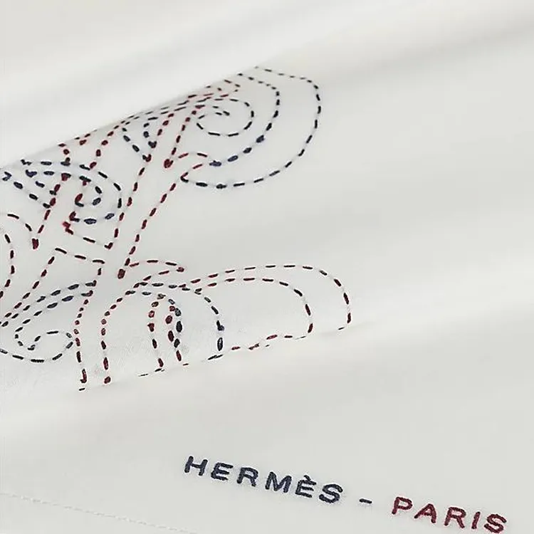 HERMES Cotton Silk Scarves Men's White-2