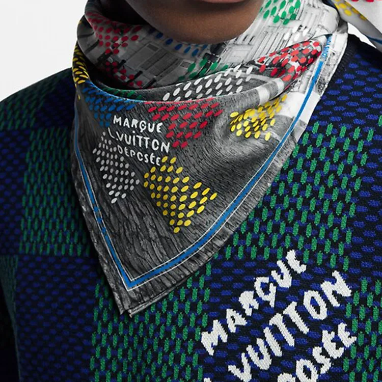 LOUIS VUITTON Lv Vers Damier Silk Bandana-3