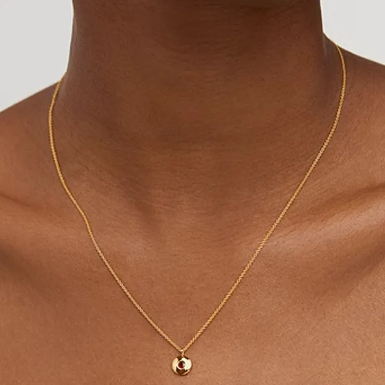 Monica Vinader 18kt Recycled Gold Vermeil Birthstone Ruby Pendant Necklace-2