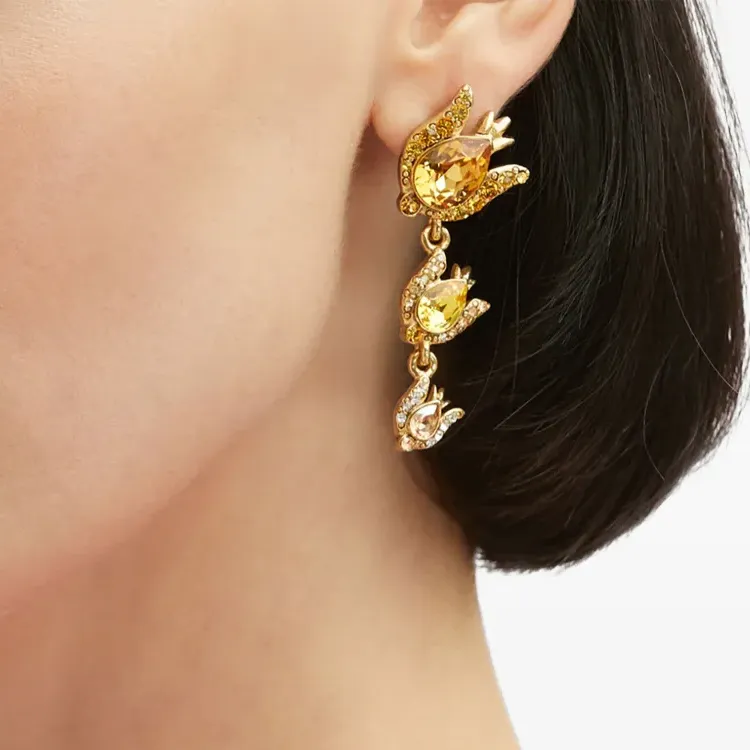 Oscar De La Renta Crystal Rose Drop Earrings-2