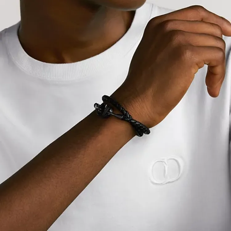 DIOR Lambskin Bracelets Unisex Black-1
