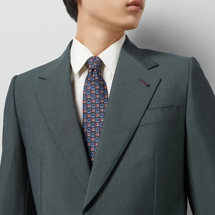 GUCCI Stirrup Interlocking G Printed Tie-1