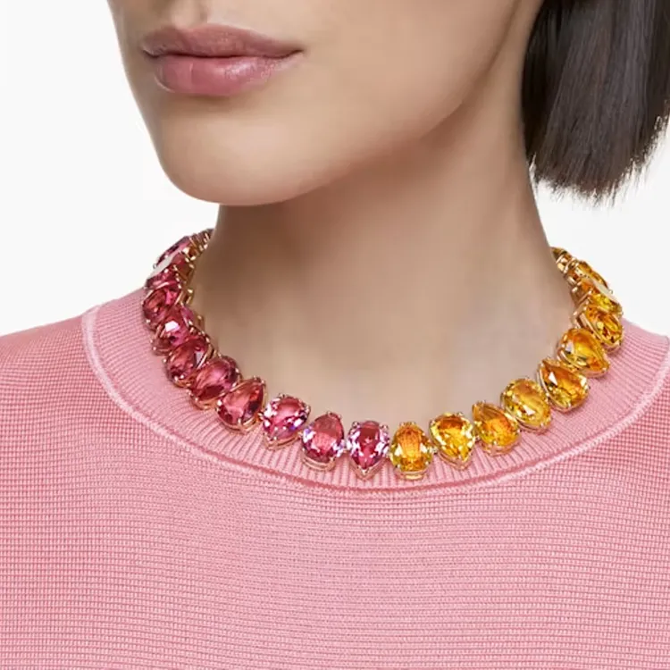 Swarovski Millenia Faux Crystal Necklaces Women's Pink/Yellow-2