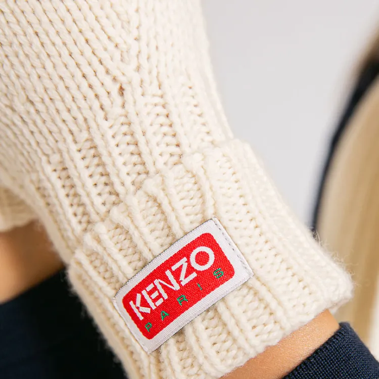 KENZO Wool Knit Gloves Women's Beige-2