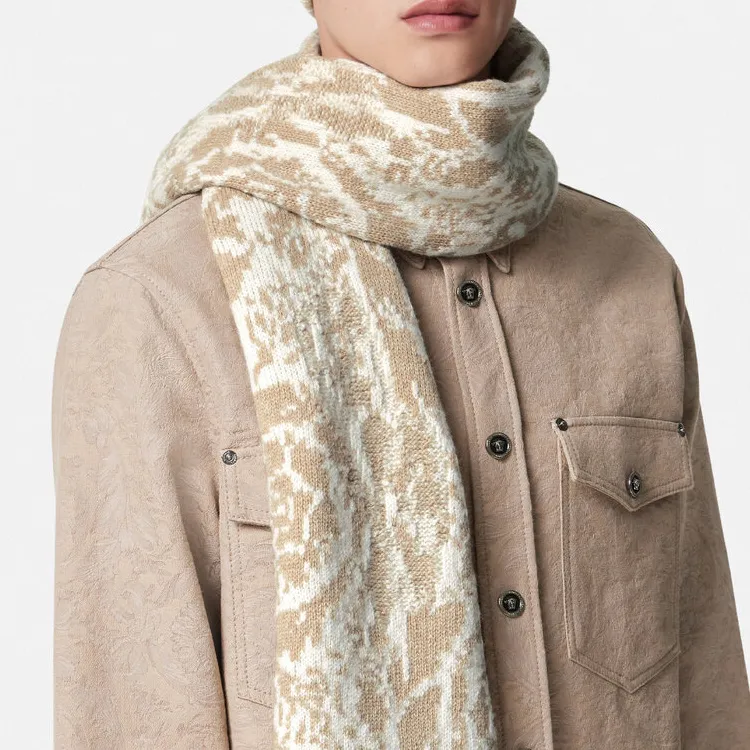 VERSACE Barocco Jacquard Wool Scarf-2