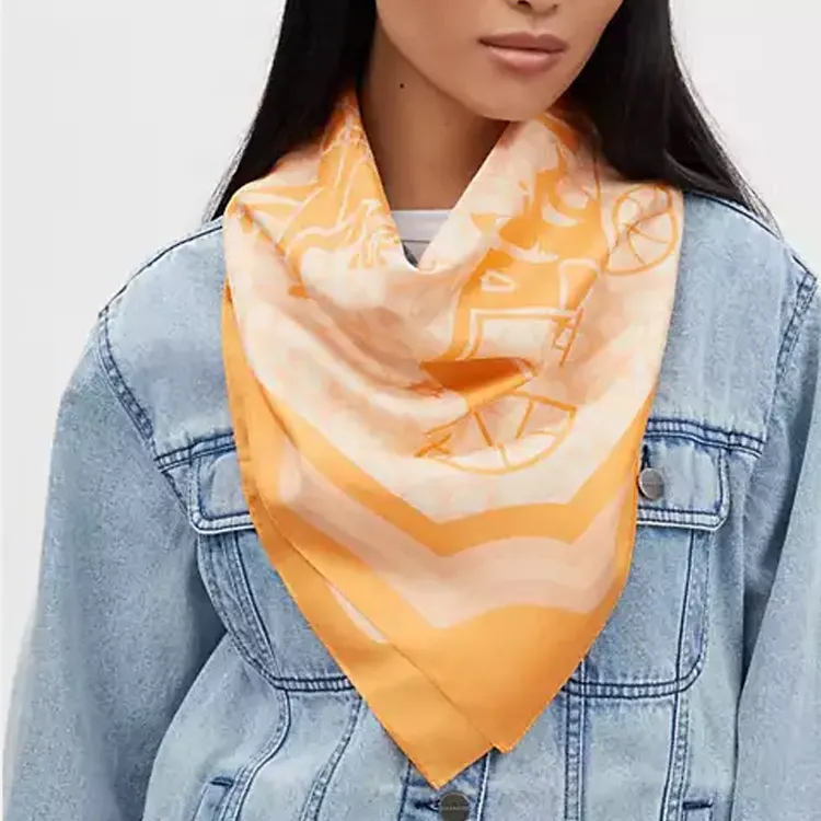 COACH Silk Scarves Women's Orange-2