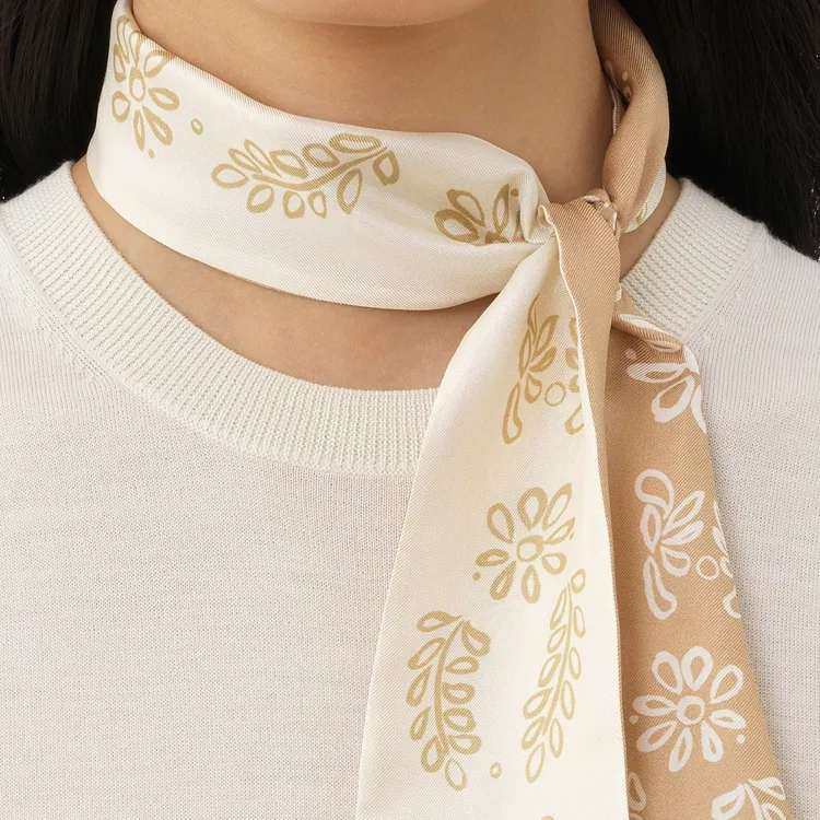 Chloe Silk Scarves Women's Beige-1