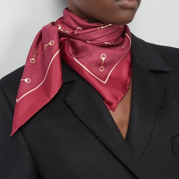 GUCCI Silk Scarves Women's Burgundy-1