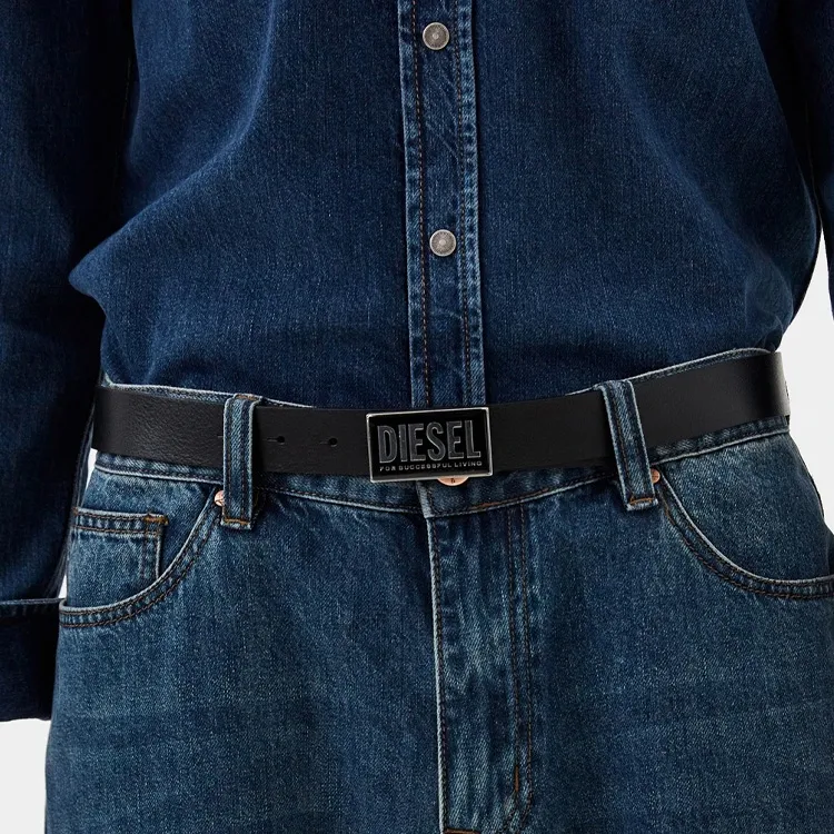 DIESEL Logo plaque Leather Belt-2