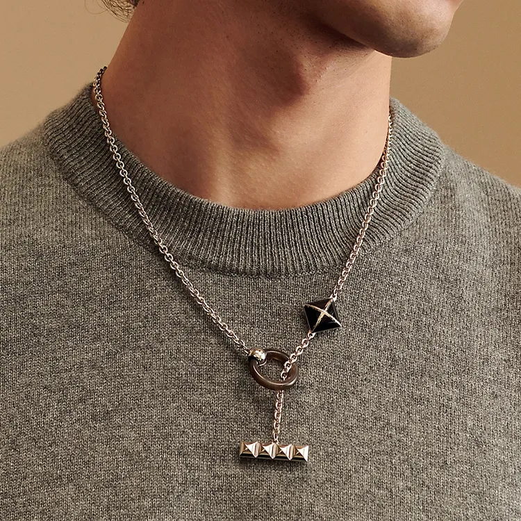 HERMES Medor XO Metal Necklaces Men's Silver-2